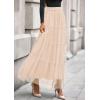 imagePRETTYGARDEN Tulle Skirts for Women 2025 Fall Fashion Elastic High Waisted Fairy Tiered Flowy ALine Casual Maxi Long SkirtBeige