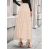 imagePRETTYGARDEN Tulle Skirts for Women 2025 Fall Fashion Elastic High Waisted Fairy Tiered Flowy ALine Casual Maxi Long SkirtBeige