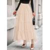 imagePRETTYGARDEN Tulle Skirts for Women 2025 Fall Fashion Elastic High Waisted Fairy Tiered Flowy ALine Casual Maxi Long SkirtBeige