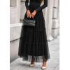 imagePRETTYGARDEN Tulle Skirts for Women 2025 Fall Fashion Elastic High Waisted Fairy Tiered Flowy ALine Casual Maxi Long SkirtBlack