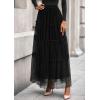 imagePRETTYGARDEN Tulle Skirts for Women 2025 Fall Fashion Elastic High Waisted Fairy Tiered Flowy ALine Casual Maxi Long SkirtBlack