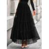 imagePRETTYGARDEN Tulle Skirts for Women 2025 Fall Fashion Elastic High Waisted Fairy Tiered Flowy ALine Casual Maxi Long SkirtBlack