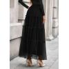 imagePRETTYGARDEN Tulle Skirts for Women 2025 Fall Fashion Elastic High Waisted Fairy Tiered Flowy ALine Casual Maxi Long SkirtBlack
