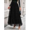 imagePRETTYGARDEN Tulle Skirts for Women 2025 Fall Fashion Elastic High Waisted Fairy Tiered Flowy ALine Casual Maxi Long SkirtBlack