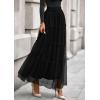imagePRETTYGARDEN Tulle Skirts for Women 2025 Fall Fashion Elastic High Waisted Fairy Tiered Flowy ALine Casual Maxi Long SkirtBlack