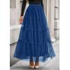 imagePRETTYGARDEN Tulle Skirts for Women 2025 Fall Fashion Elastic High Waisted Fairy Tiered Flowy ALine Casual Maxi Long SkirtBlue