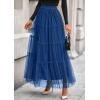 imagePRETTYGARDEN Tulle Skirts for Women 2025 Fall Fashion Elastic High Waisted Fairy Tiered Flowy ALine Casual Maxi Long SkirtBlue