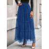 imagePRETTYGARDEN Tulle Skirts for Women 2025 Fall Fashion Elastic High Waisted Fairy Tiered Flowy ALine Casual Maxi Long SkirtBlue