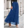 imagePRETTYGARDEN Tulle Skirts for Women 2025 Fall Fashion Elastic High Waisted Fairy Tiered Flowy ALine Casual Maxi Long SkirtBlue