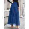imagePRETTYGARDEN Tulle Skirts for Women 2025 Fall Fashion Elastic High Waisted Fairy Tiered Flowy ALine Casual Maxi Long SkirtBlue