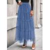 imagePRETTYGARDEN Tulle Skirts for Women 2025 Fall Fashion Elastic High Waisted Fairy Tiered Flowy ALine Casual Maxi Long SkirtGrey Blue