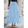 imagePRETTYGARDEN Tulle Skirts for Women 2025 Fall Fashion Elastic High Waisted Fairy Tiered Flowy ALine Casual Maxi Long SkirtLight Blue