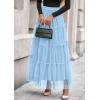 imagePRETTYGARDEN Tulle Skirts for Women 2025 Fall Fashion Elastic High Waisted Fairy Tiered Flowy ALine Casual Maxi Long SkirtLight Blue
