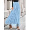 imagePRETTYGARDEN Tulle Skirts for Women 2025 Fall Fashion Elastic High Waisted Fairy Tiered Flowy ALine Casual Maxi Long SkirtLight Blue