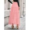 imagePRETTYGARDEN Tulle Skirts for Women 2025 Fall Fashion Elastic High Waisted Fairy Tiered Flowy ALine Casual Maxi Long SkirtLight Pink