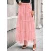imagePRETTYGARDEN Tulle Skirts for Women 2025 Fall Fashion Elastic High Waisted Fairy Tiered Flowy ALine Casual Maxi Long SkirtLight Pink