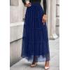 imagePRETTYGARDEN Tulle Skirts for Women 2025 Fall Fashion Elastic High Waisted Fairy Tiered Flowy ALine Casual Maxi Long SkirtNavy Blue