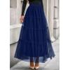 imagePRETTYGARDEN Tulle Skirts for Women 2025 Fall Fashion Elastic High Waisted Fairy Tiered Flowy ALine Casual Maxi Long SkirtNavy Blue