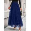imagePRETTYGARDEN Tulle Skirts for Women 2025 Fall Fashion Elastic High Waisted Fairy Tiered Flowy ALine Casual Maxi Long SkirtNavy Blue