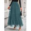 imagePRETTYGARDEN Tulle Skirts for Women 2025 Fall Fashion Elastic High Waisted Fairy Tiered Flowy ALine Casual Maxi Long SkirtSage Green