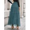 imagePRETTYGARDEN Tulle Skirts for Women 2025 Fall Fashion Elastic High Waisted Fairy Tiered Flowy ALine Casual Maxi Long SkirtSage Green