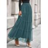 imagePRETTYGARDEN Tulle Skirts for Women 2025 Fall Fashion Elastic High Waisted Fairy Tiered Flowy ALine Casual Maxi Long SkirtSage Green