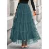 imagePRETTYGARDEN Tulle Skirts for Women 2025 Fall Fashion Elastic High Waisted Fairy Tiered Flowy ALine Casual Maxi Long SkirtSage Green