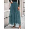 imagePRETTYGARDEN Tulle Skirts for Women 2025 Fall Fashion Elastic High Waisted Fairy Tiered Flowy ALine Casual Maxi Long SkirtSage Green