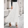 imagePRETTYGARDEN Tulle Skirts for Women 2025 Fall Fashion Elastic High Waisted Fairy Tiered Flowy ALine Casual Maxi Long SkirtWhite