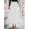 imagePRETTYGARDEN Tulle Skirts for Women 2025 Fall Fashion Elastic High Waisted Fairy Tiered Flowy ALine Casual Maxi Long SkirtWhite