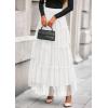 imagePRETTYGARDEN Tulle Skirts for Women 2025 Fall Fashion Elastic High Waisted Fairy Tiered Flowy ALine Casual Maxi Long SkirtWhite