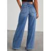 imagePRETTYGARDEN Wide Leg Jeans for Women Trendy 2025 High Waisted Stretchy Baggy Raw Hem Denim Palazzo Pants with PocketsDark Blue