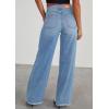 imagePRETTYGARDEN Wide Leg Jeans for Women Trendy 2025 High Waisted Stretchy Baggy Raw Hem Denim Palazzo Pants with PocketsLight Blue