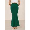 imagePRETTYGARDEN Women Bodycon Mermaid Skirt 2025 Spring Summer Casual Fitted Mesh High Waisted Ruched Maxi Long Going Out OutfitDark Green