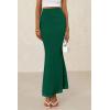 imagePRETTYGARDEN Women Bodycon Mermaid Skirt 2025 Spring Summer Casual Fitted Mesh High Waisted Ruched Maxi Long Going Out OutfitDark Green