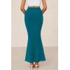 imagePRETTYGARDEN Women Bodycon Mermaid Skirt 2025 Spring Summer Casual Fitted Mesh High Waisted Ruched Maxi Long Going Out OutfitLake Blue