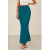 imagePRETTYGARDEN Women Bodycon Mermaid Skirt 2025 Spring Summer Casual Fitted Mesh High Waisted Ruched Maxi Long Going Out OutfitLake Blue