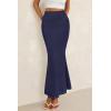 imagePRETTYGARDEN Women Bodycon Mermaid Skirt 2025 Spring Summer Casual Fitted Mesh High Waisted Ruched Maxi Long Going Out OutfitNavy