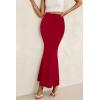 imagePRETTYGARDEN Women Bodycon Mermaid Skirt 2025 Spring Summer Casual Fitted Mesh High Waisted Ruched Maxi Long Going Out OutfitRed
