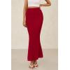 imagePRETTYGARDEN Women Bodycon Mermaid Skirt 2025 Spring Summer Casual Fitted Mesh High Waisted Ruched Maxi Long Going Out OutfitRed