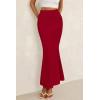 imagePRETTYGARDEN Women Bodycon Mermaid Skirt 2025 Spring Summer Casual Fitted Mesh High Waisted Ruched Maxi Long Going Out OutfitRed