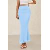 imagePRETTYGARDEN Women Bodycon Mermaid Skirt 2025 Spring Summer Casual Fitted Mesh High Waisted Ruched Maxi Long Going Out OutfitSky Blue