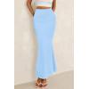imagePRETTYGARDEN Women Bodycon Mermaid Skirt 2025 Spring Summer Casual Fitted Mesh High Waisted Ruched Maxi Long Going Out OutfitSky Blue
