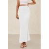 imagePRETTYGARDEN Women Bodycon Mermaid Skirt 2025 Spring Summer Casual Fitted Mesh High Waisted Ruched Maxi Long Going Out OutfitWhite
