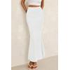 imagePRETTYGARDEN Women Bodycon Mermaid Skirt 2025 Spring Summer Casual Fitted Mesh High Waisted Ruched Maxi Long Going Out OutfitWhite