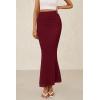 imagePRETTYGARDEN Women Bodycon Mermaid Skirt 2025 Spring Summer Casual Fitted Mesh High Waisted Ruched Maxi Long Going Out OutfitWine Red