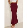 imagePRETTYGARDEN Women Bodycon Mermaid Skirt 2025 Spring Summer Casual Fitted Mesh High Waisted Ruched Maxi Long Going Out OutfitWine Red