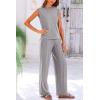 imagePRETTYGARDEN Womens 2 Piece Outfits Knit Loungewear High Low Pullover Tops and Wide Leg Pants Casual Sweater Sets TracksuitsLight Grey
