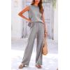 imagePRETTYGARDEN Womens 2 Piece Outfits Knit Loungewear High Low Pullover Tops and Wide Leg Pants Casual Sweater Sets TracksuitsLight Grey