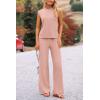 imagePRETTYGARDEN Womens 2 Piece Outfits Knit Loungewear High Low Pullover Tops and Wide Leg Pants Casual Sweater Sets TracksuitsLight Pink
